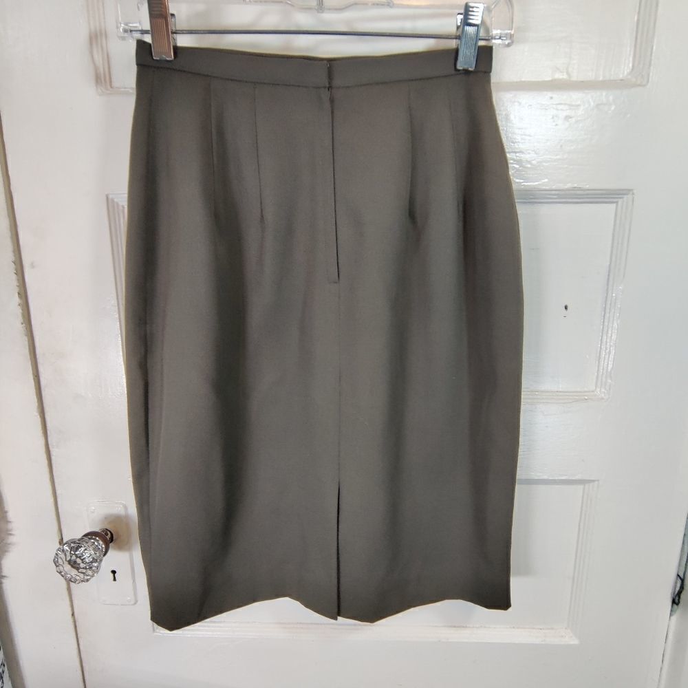 Talbots Wool Pencil Skirt Size 4 Olive Green Fully Lined Classic Career Midi